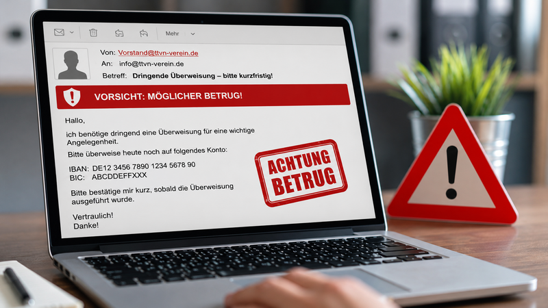 Warnung vor Betrugsversuchen per E-Mail – Vereine im TTVN betroffen