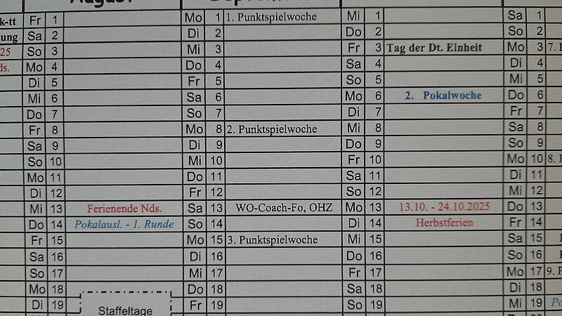Terminpläne der Spielzeit 2025/2026 veröffentlicht /aktualisiert am 20. Juni 2025