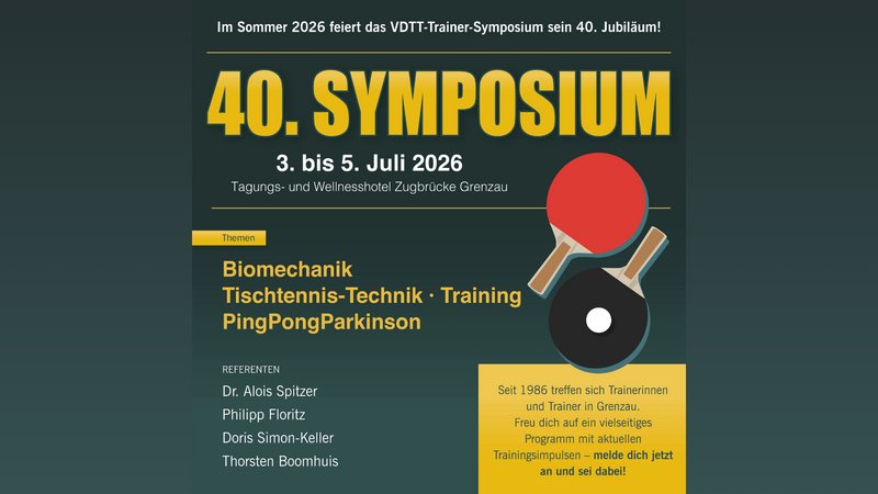40. VDTT-Trainer-Symposium 2026 in Grenzau